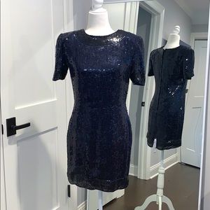 Navy sequins party dress